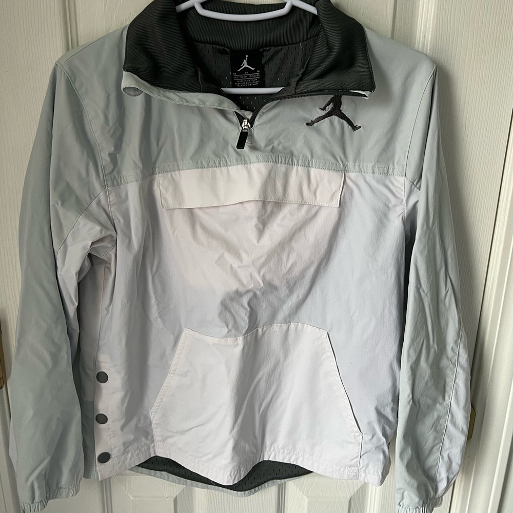 White and Gray Nike Jordan boys jumpman quarter zip jacket. Like brand new.